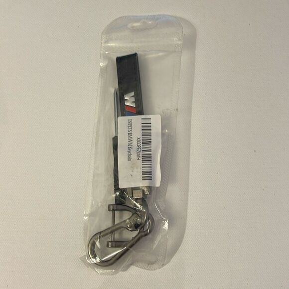 BMW Motorsports Key Fob Keychain in Black Leather with Logo NWT - Picture 4 of 4